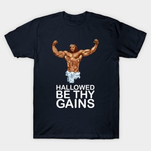 Hallowed be thy gains - Swole Jesus - Jesus is your homie so remember to pray to become swole af! - Dark T-Shirt